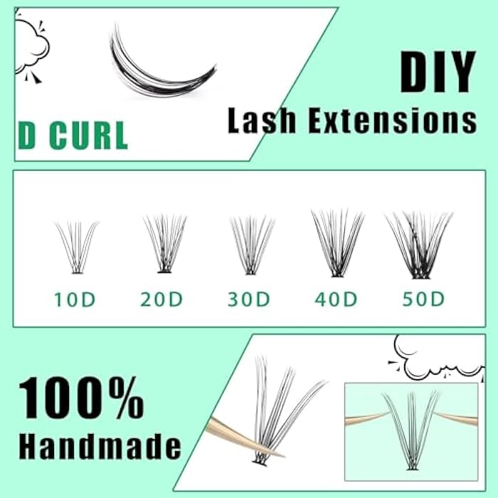 240pcs D Curl Individual Cluster Eyelashes False Eyelashes Extension Individual Eyelash Bunche Lash Cluster DIY at Home (20D-MAX -8MM TO 16MM) - Image 2
